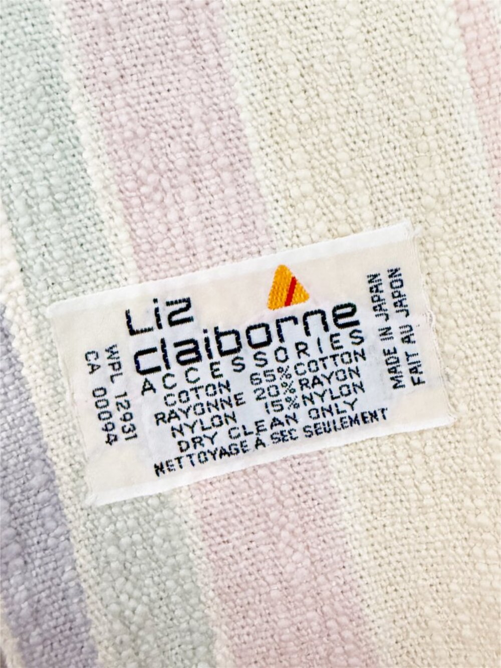 Liz Claiborne Pastel Striped Sash Belt w Fringe Tie Cotton Japan O/S - Picture 5 of 6